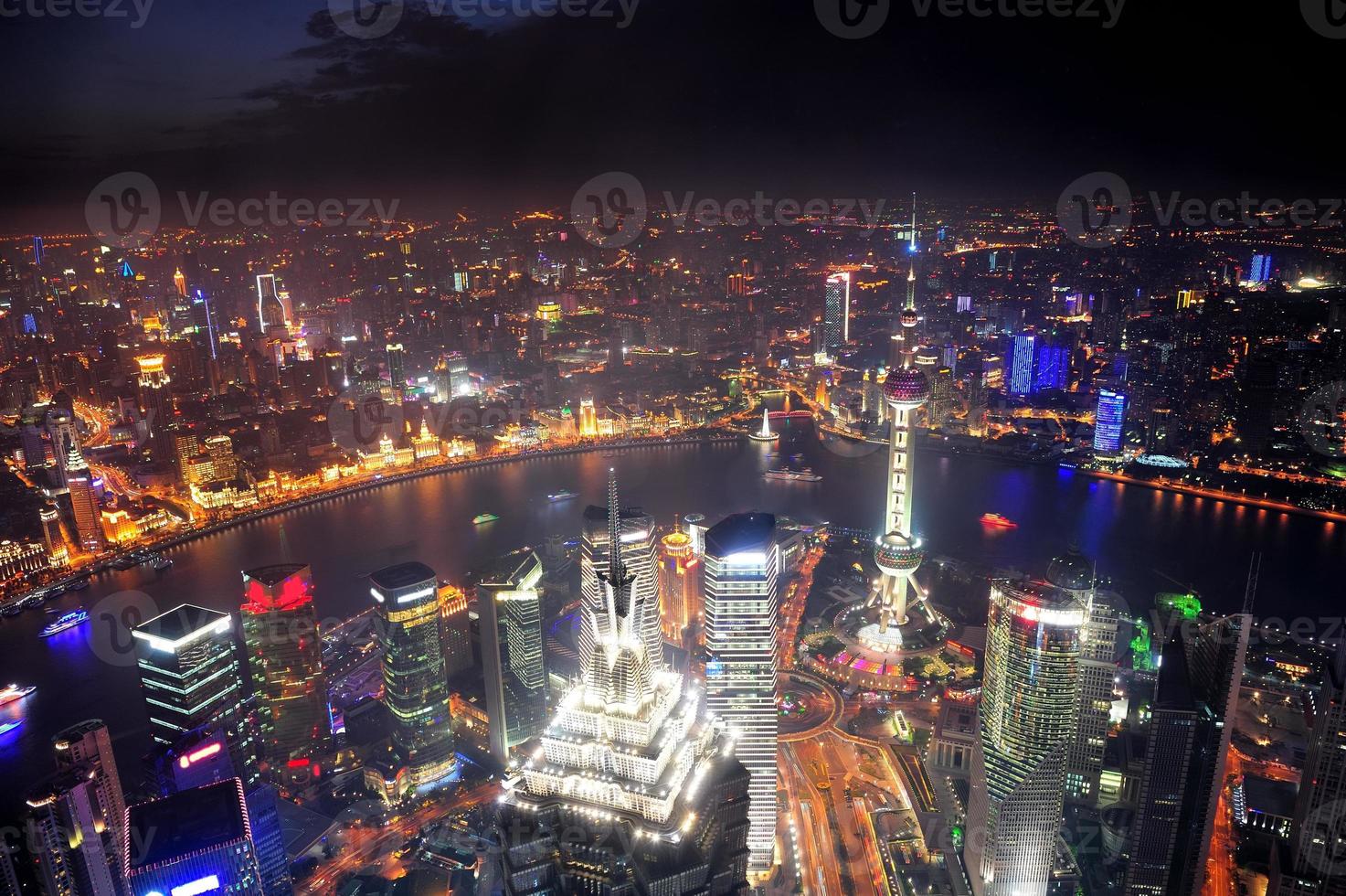 Shanghai night aerial view photo