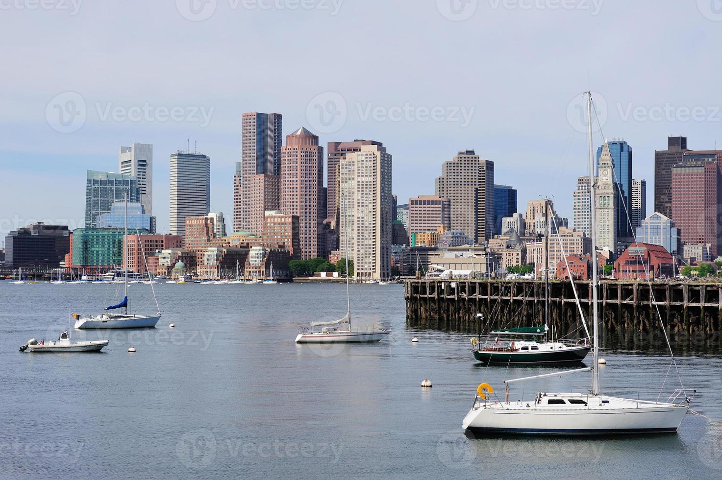 Urban city skyline with boat photo