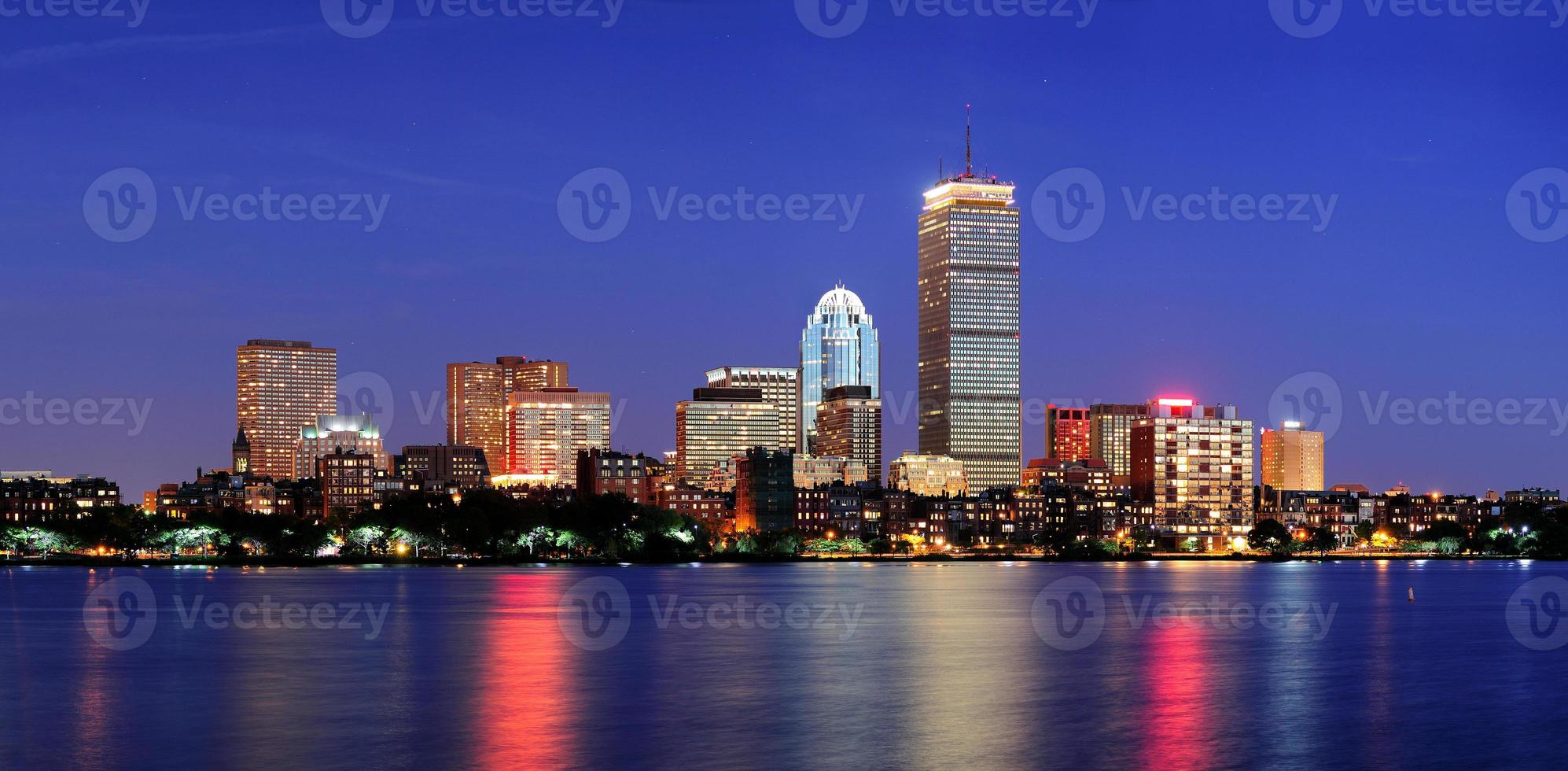 Boston city skyline at dusk photo