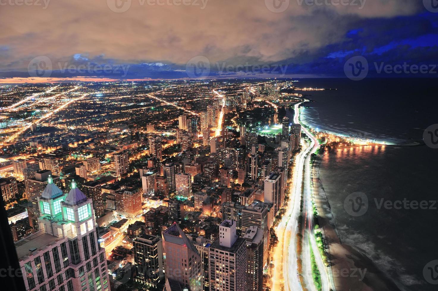 Chicago skyline panorama aerial view photo