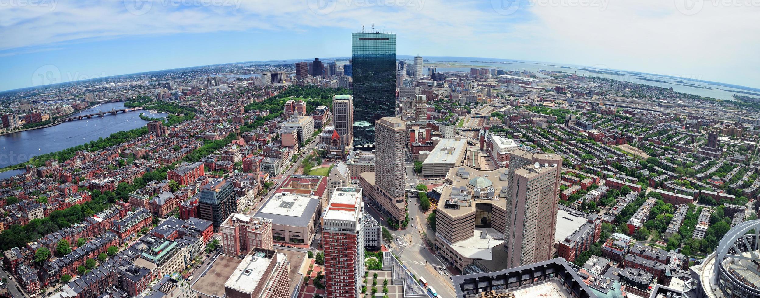 Boston skyline aerial view photo