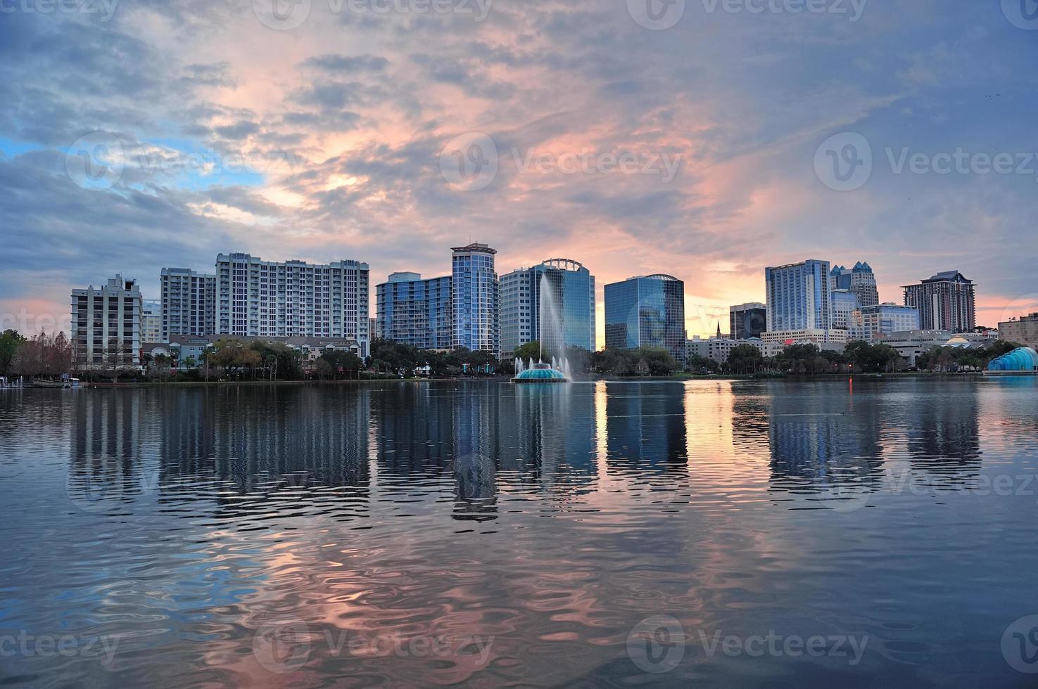 Orlando sunset over Lake Eola photo