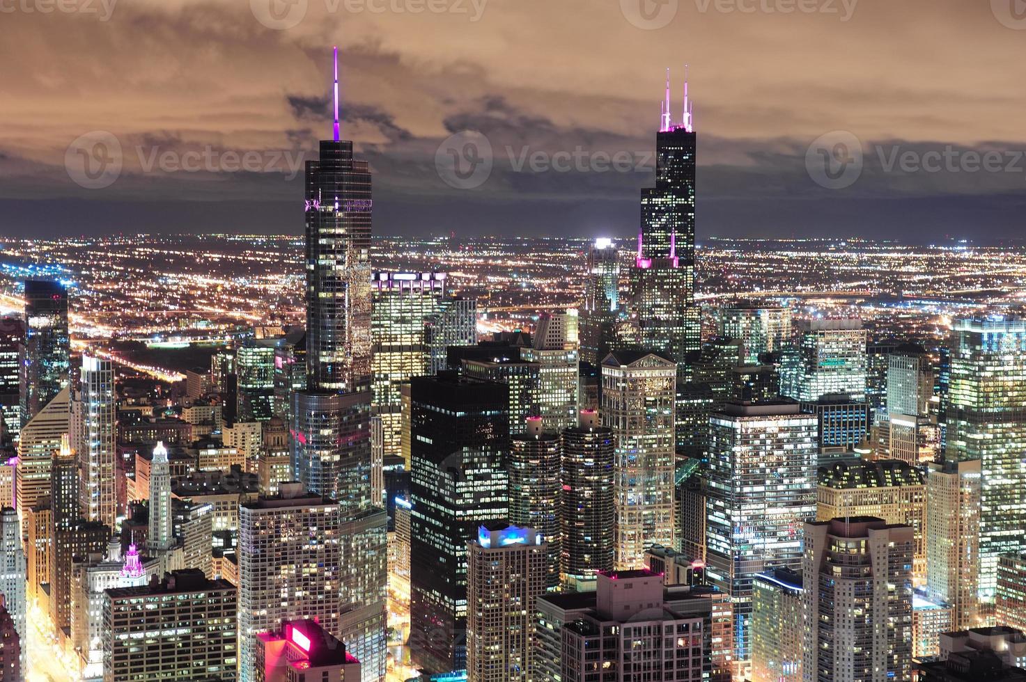 Chicago Urban aerial view at dusk photo
