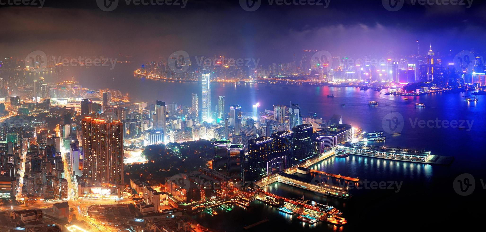 Hong Kong aerial night photo