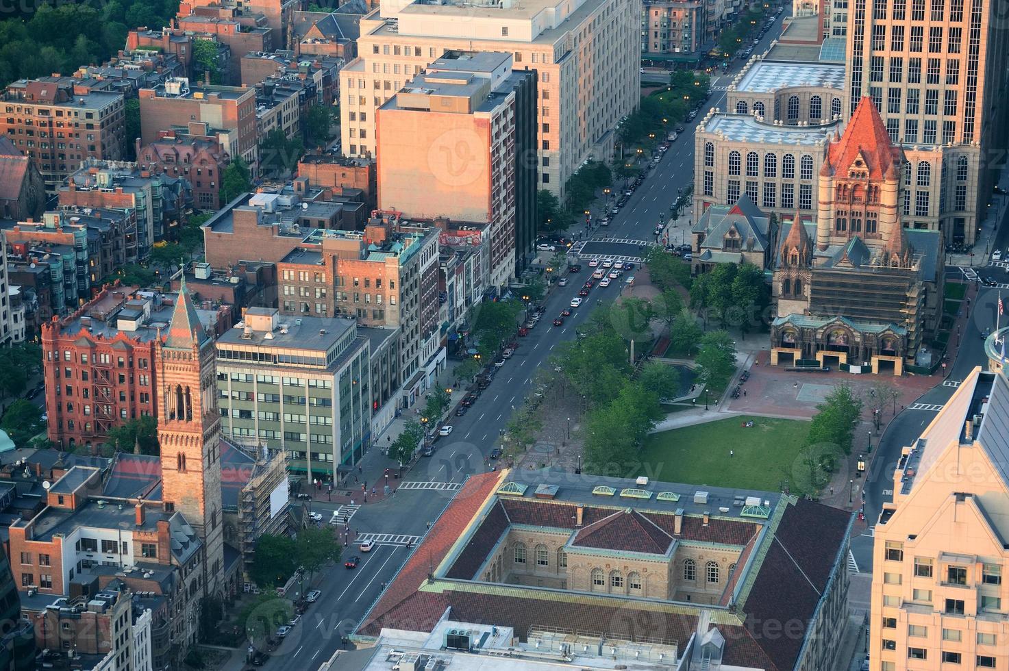 Boston street aerial view photo