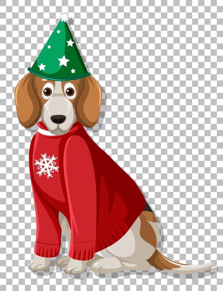 A dog wearing Christmas hat vector