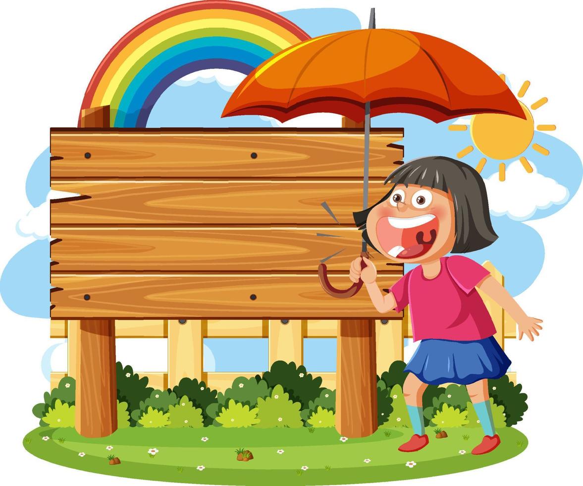 Empty board template with cartoon character vector
