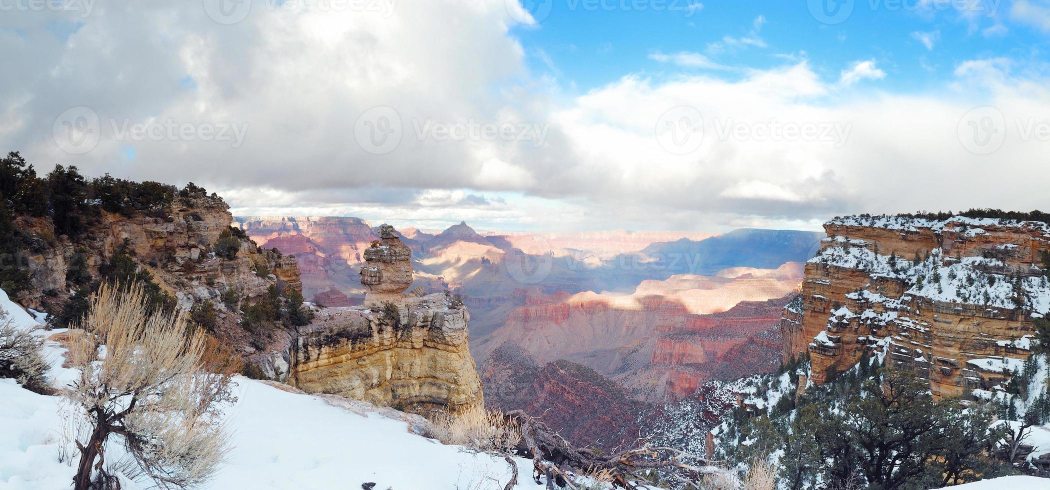 Grand Canyon panorama view in winter with snow photo