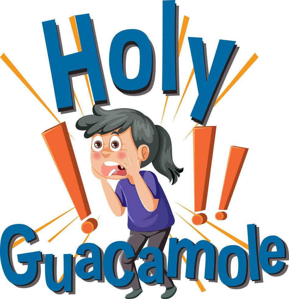 Surprised girl cartoon character with word expression vector