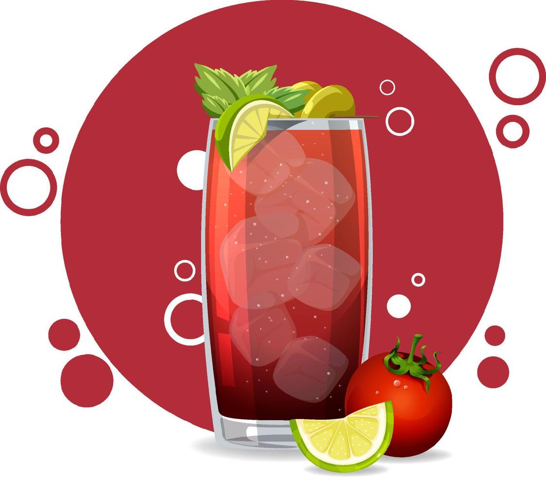 Bloody mary cocktail in the glass on white background vector