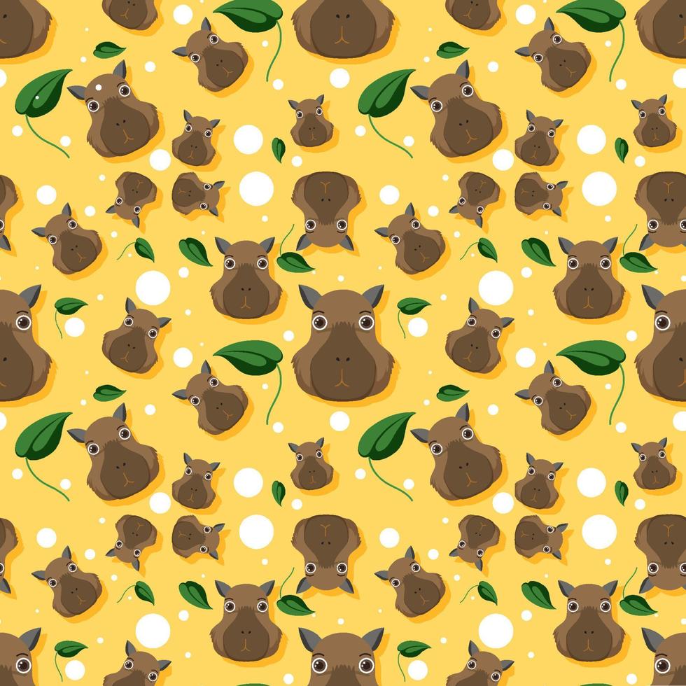 Cute capybara seamless pattern vector