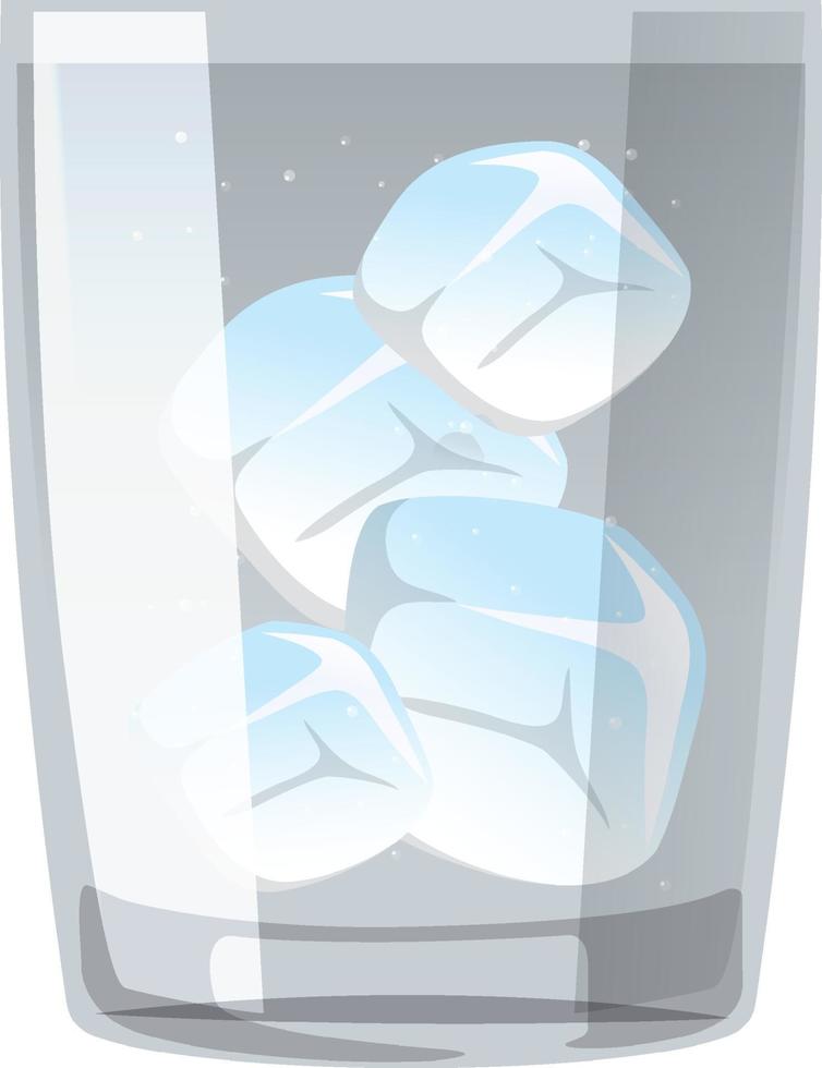 A glass of water with ice cube vector