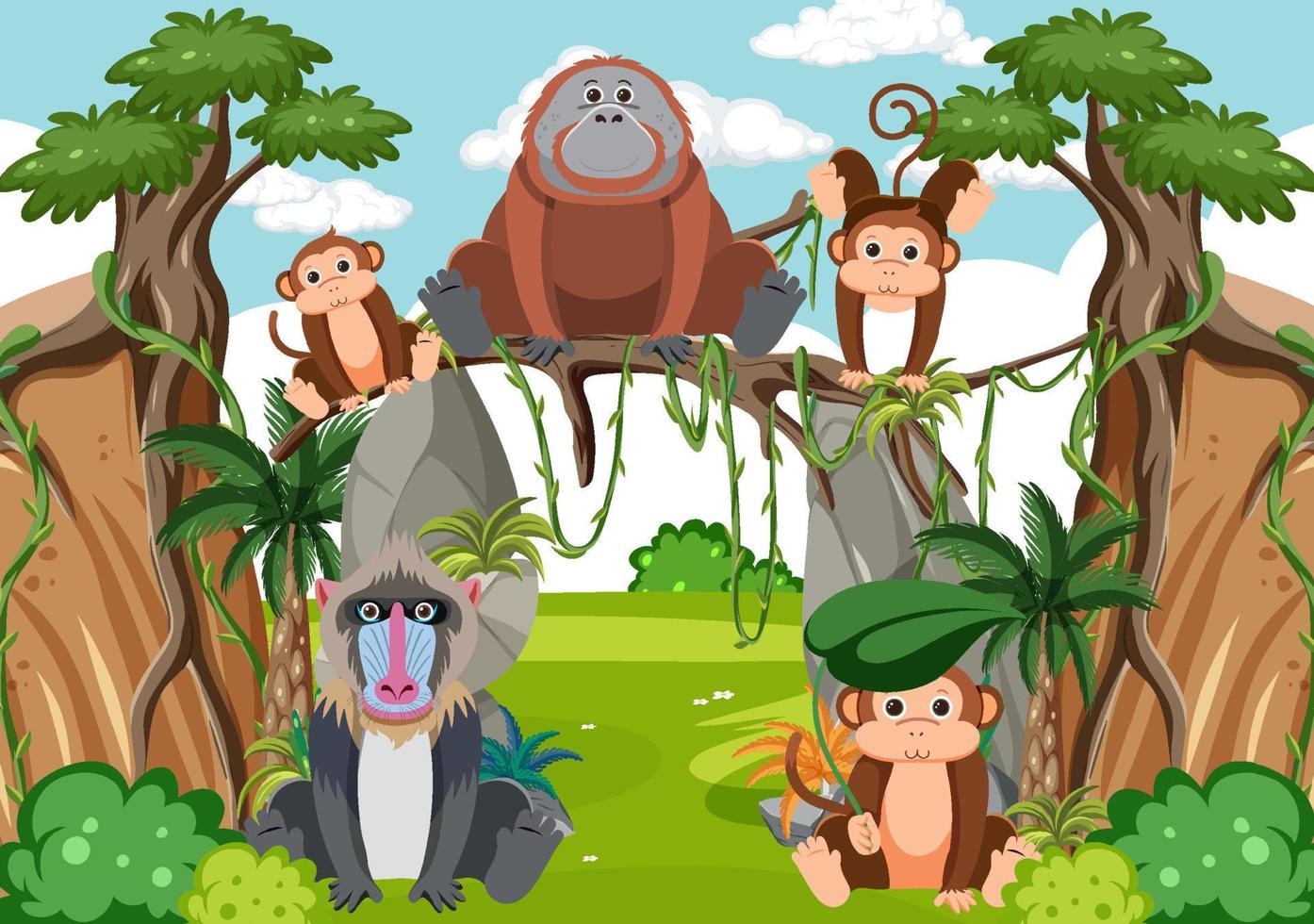 Wild animals in the forest vector