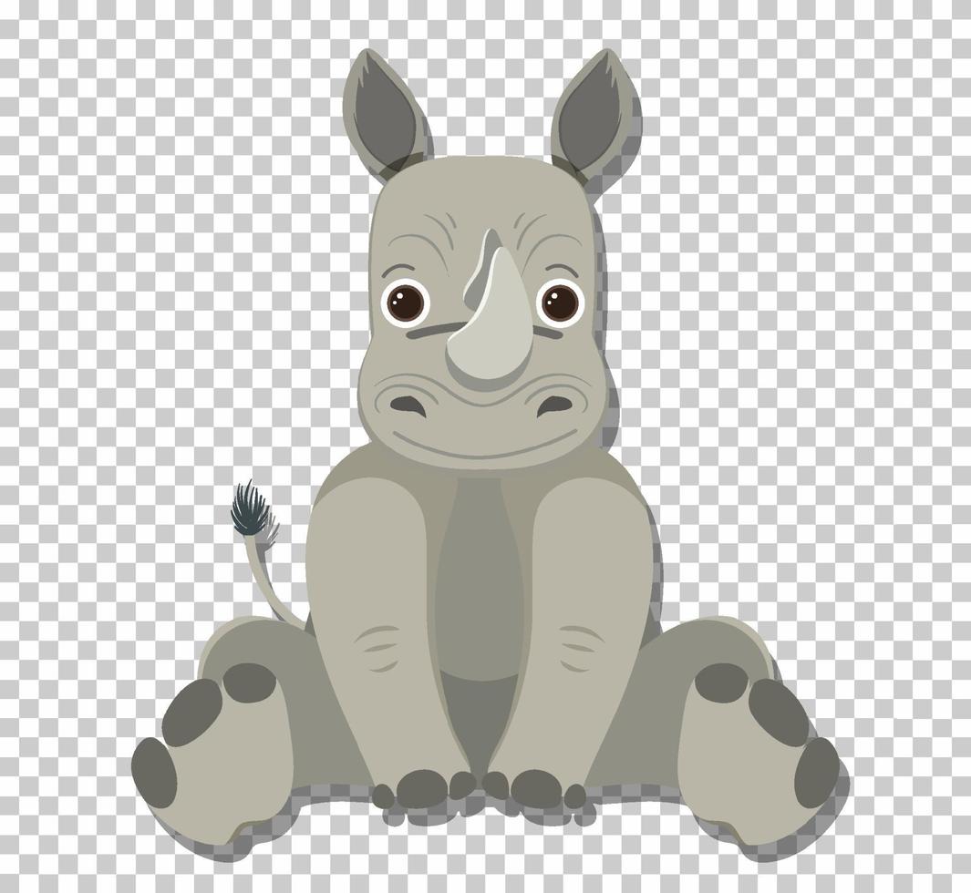 Cute rhinoceros in flat cartoon style vector