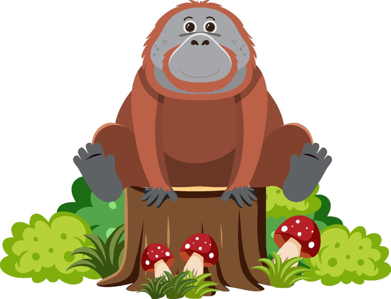 Cute orangutan in flat style isolated vector