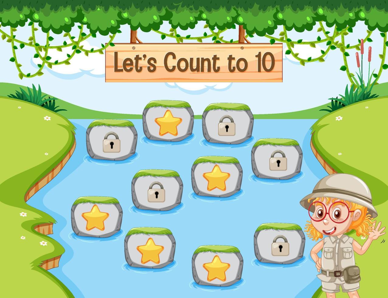 Game background template with stars and locks vector