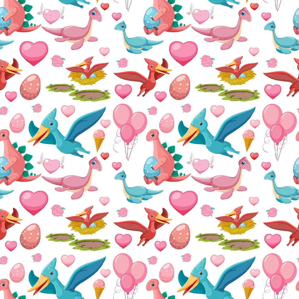 Cute dinosaur seamless pattern vector