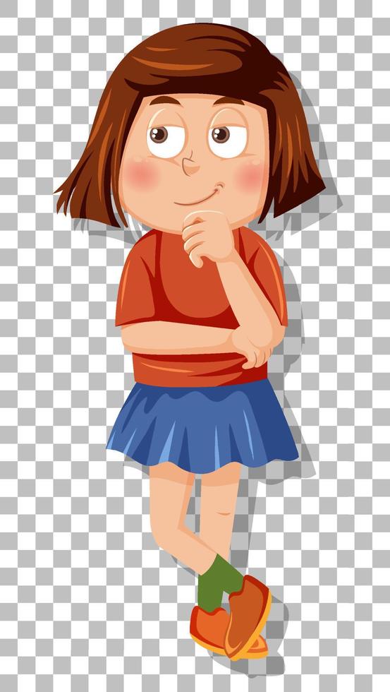 Girl thinking cartoon character vector