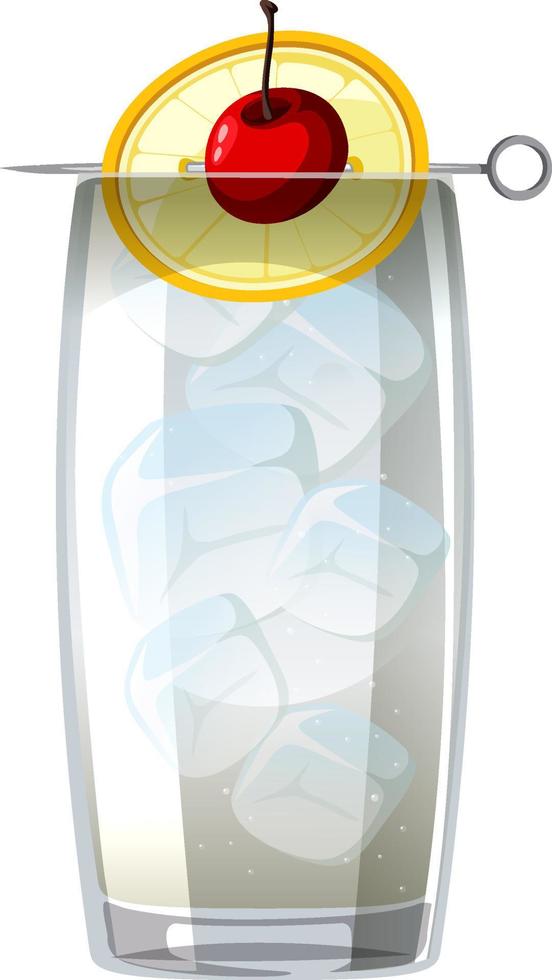 Tom Collins cocktail in the glass on white background vector