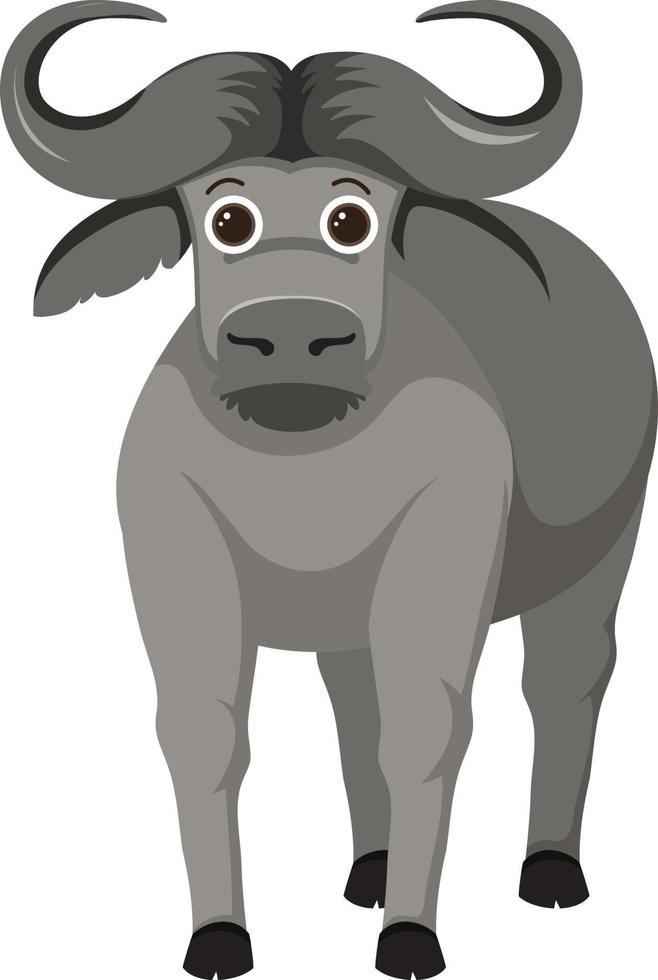 Cute buffalo in flat cartoon style vector