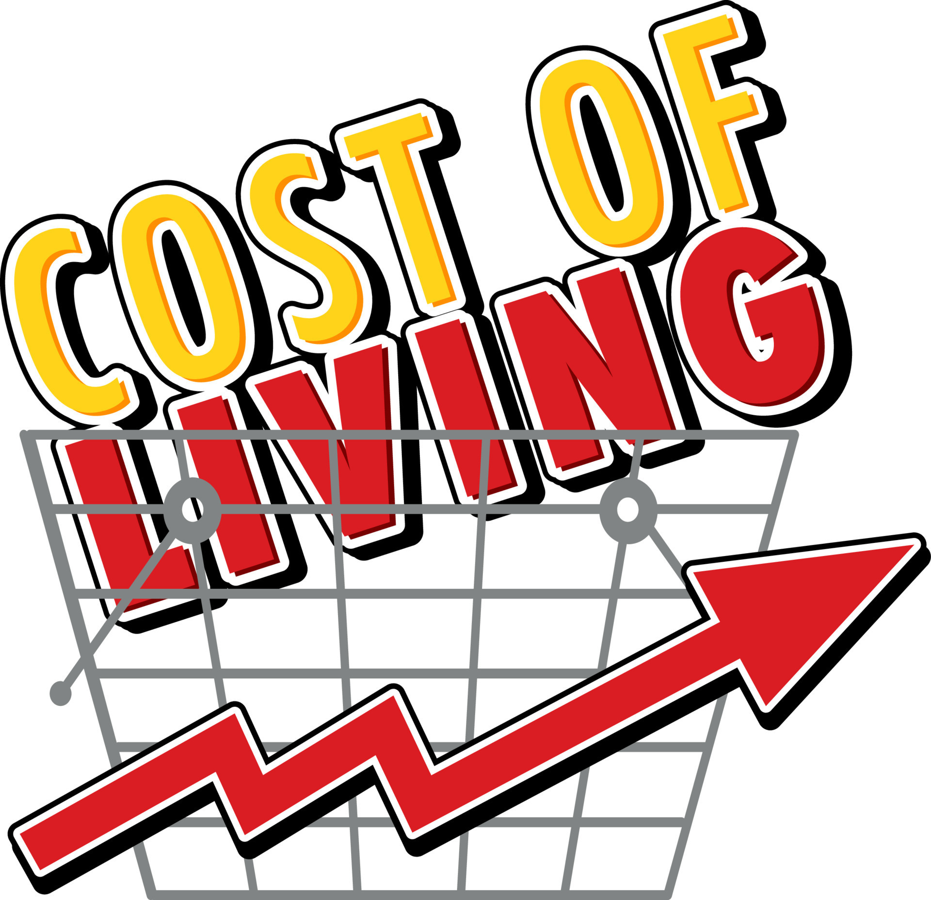 Cost of living with red arrow going up 8336978 Vector Art at Vecteezy