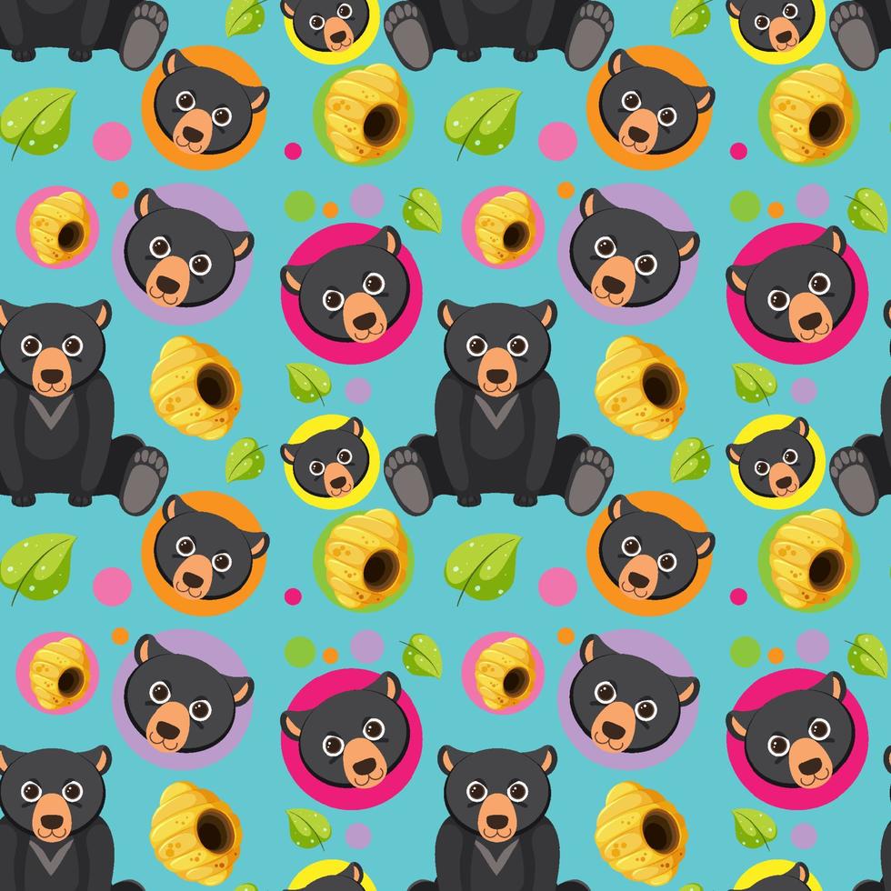 Black bear seamless pattern vector
