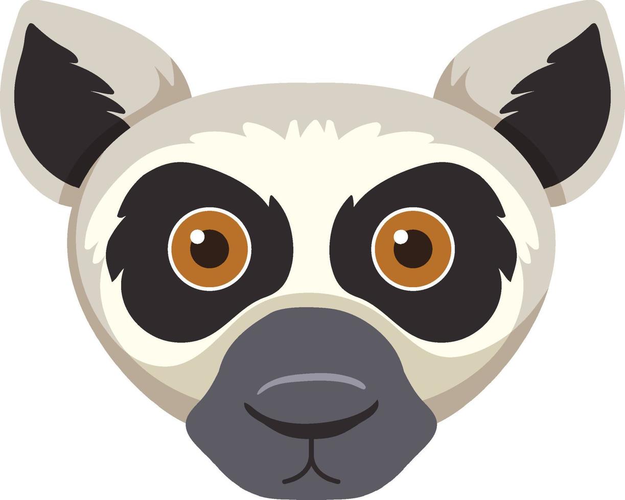 Cute lemur head in flat style vector