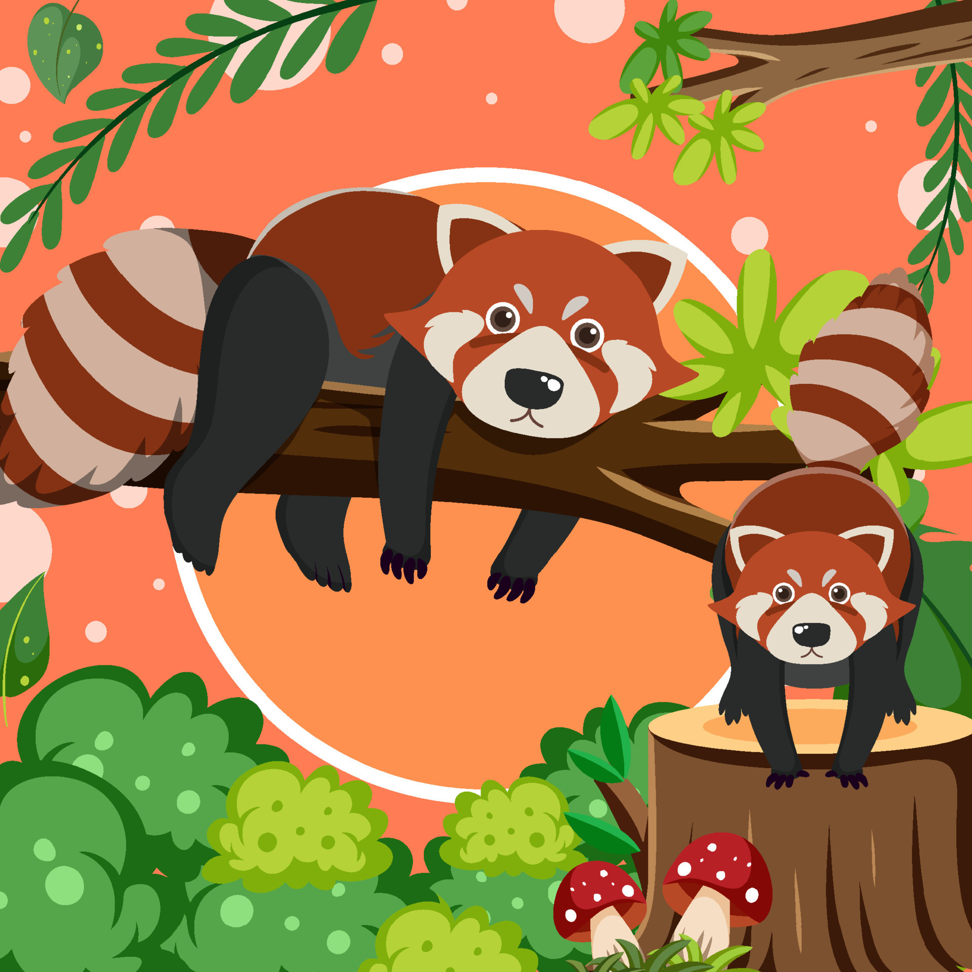 Cute Red Panda In Flat Cartoon Style 370 Vector Art At Vecteezy