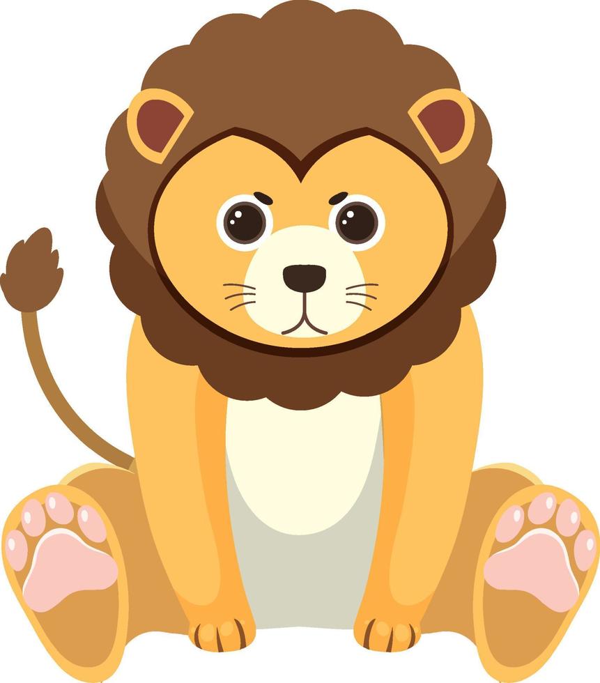 Cute lion in flat style vector