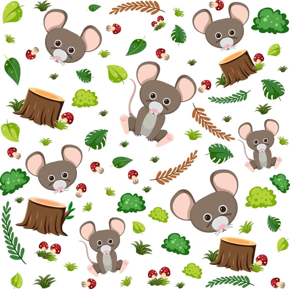 Cute mouse seamless pattern vector