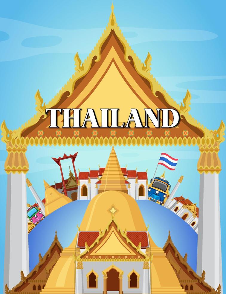 Bangkok Thailand landmark poster vector