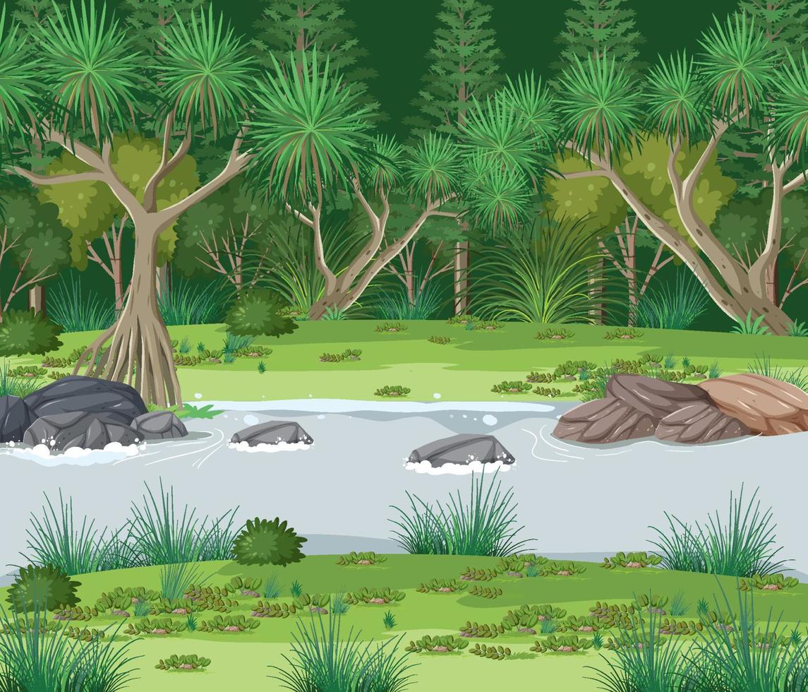 Forest landscape with river vector