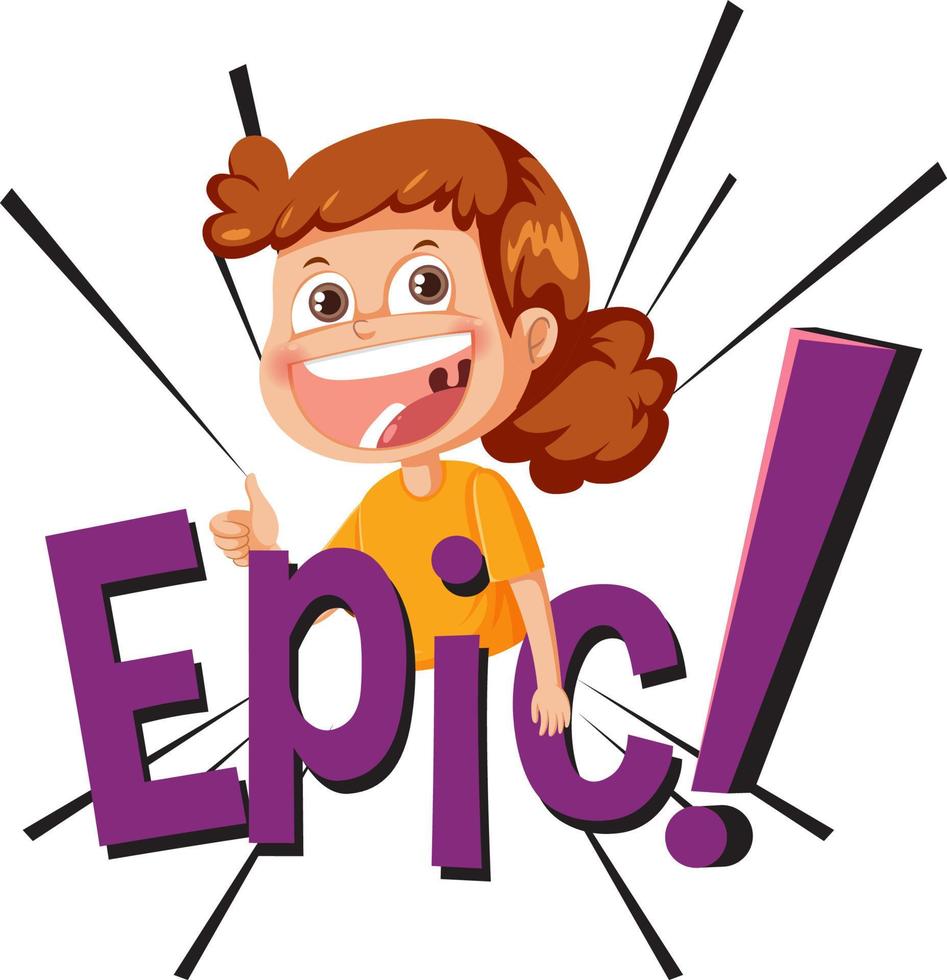 Happy boy cartoon character with word expression vector