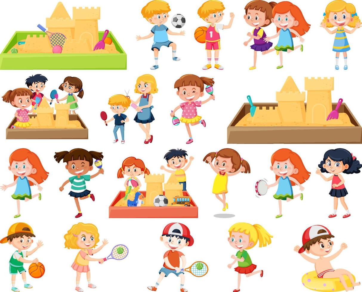 Set of children doing different activities vector