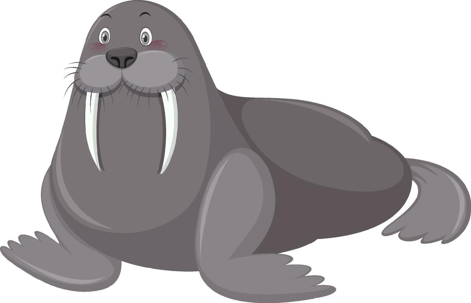 A grey walrus in cartoon style vector