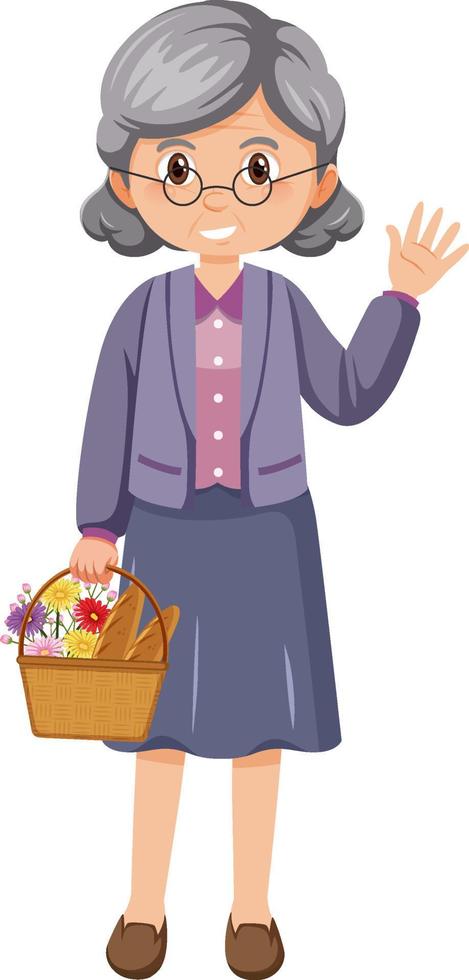 Elderly woman waving hand vector