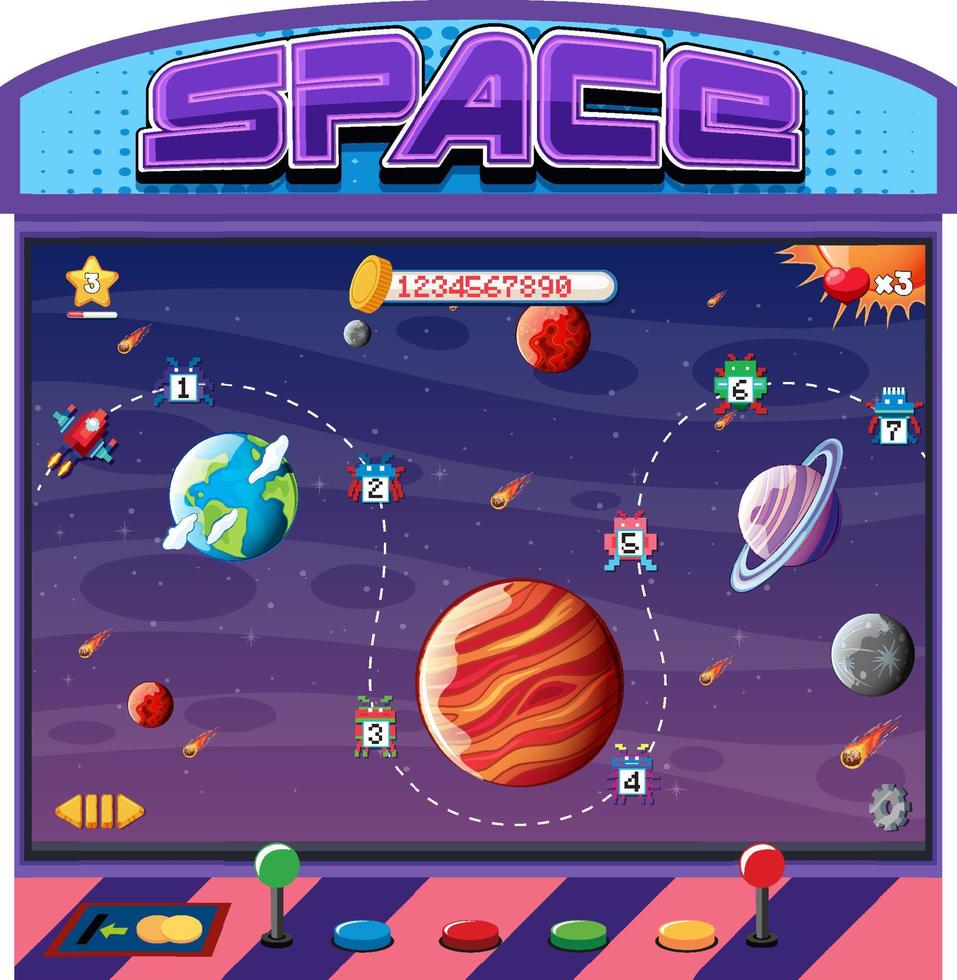 juego espacial arcade retro vector