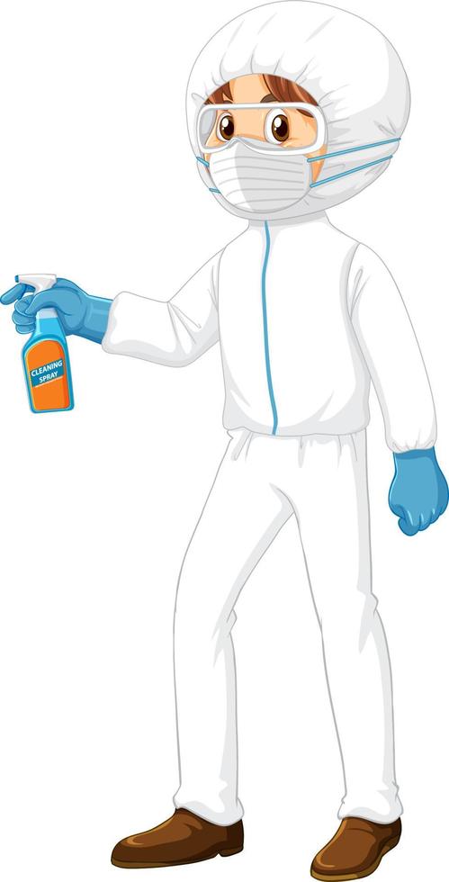 A man wearing protection cloth cleaning vector