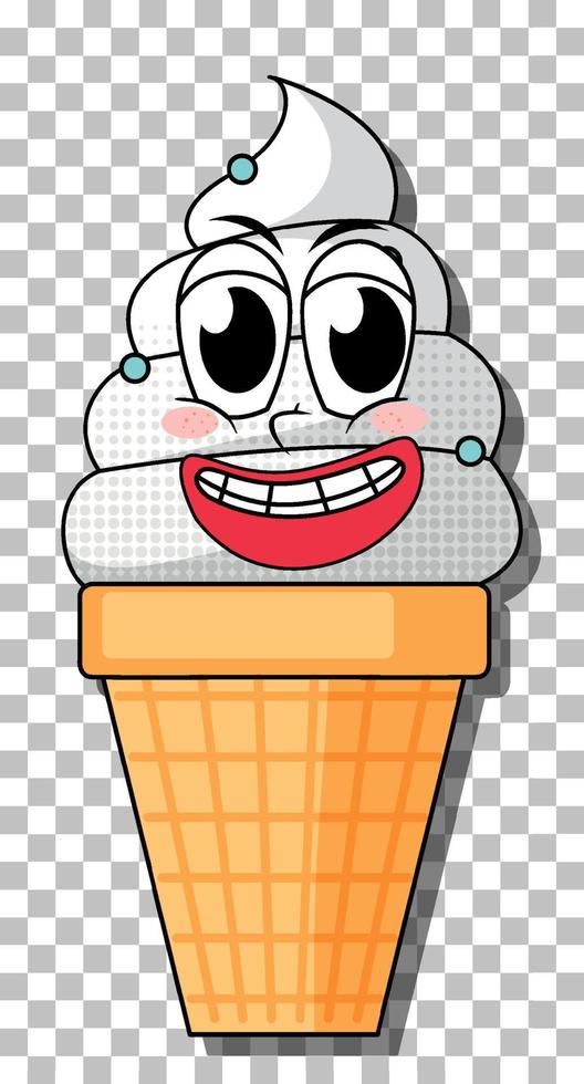 personaje de dibujos animados de cono de helado de chocolate aislado vector