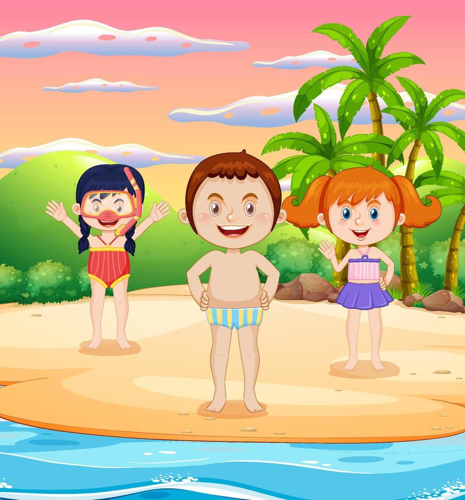 Group of children at the beach vector