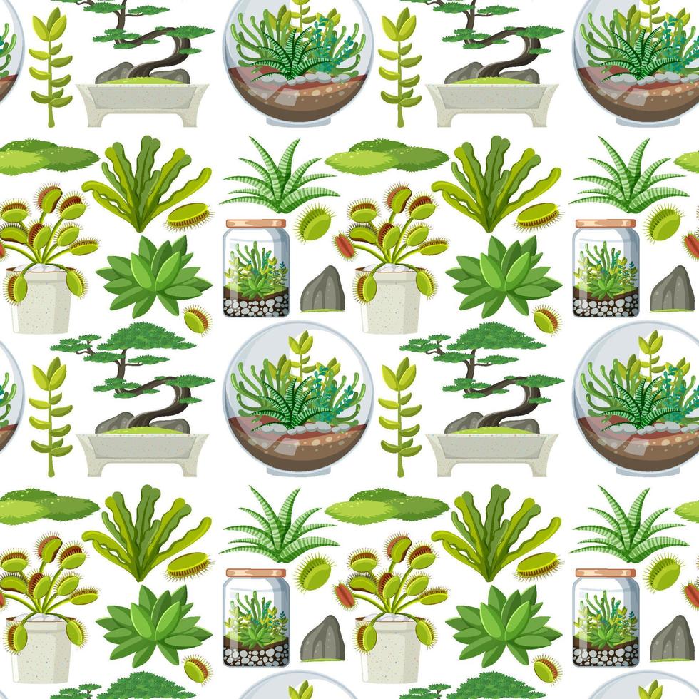 Various plants seamless pattern vector