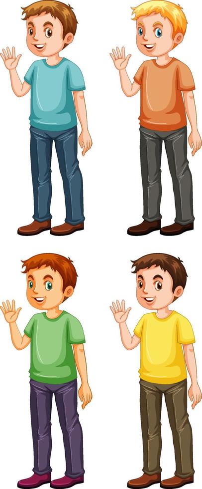 Set of different men waving hand vector