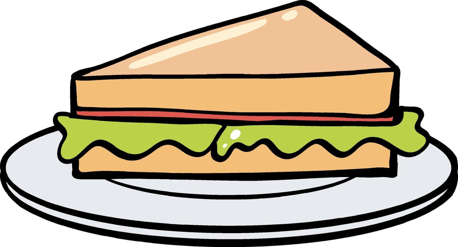 Sandwiches on white plate vector