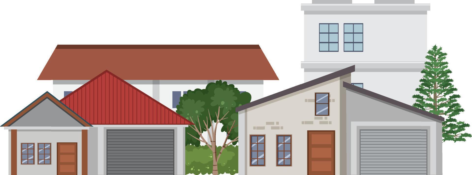 Front of urban houses isolated vector