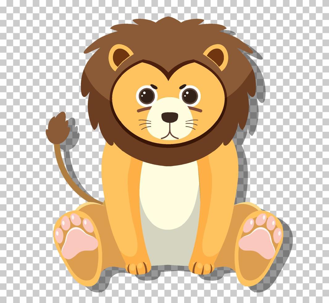 lindo león en estilo de dibujos animados plana vector