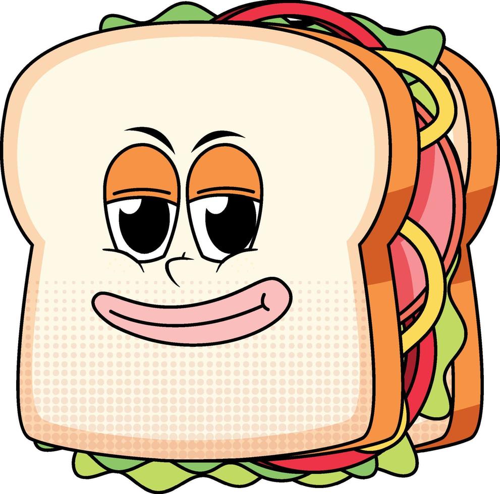 un personaje de dibujos animados de sándwich sobre fondo blanco vector