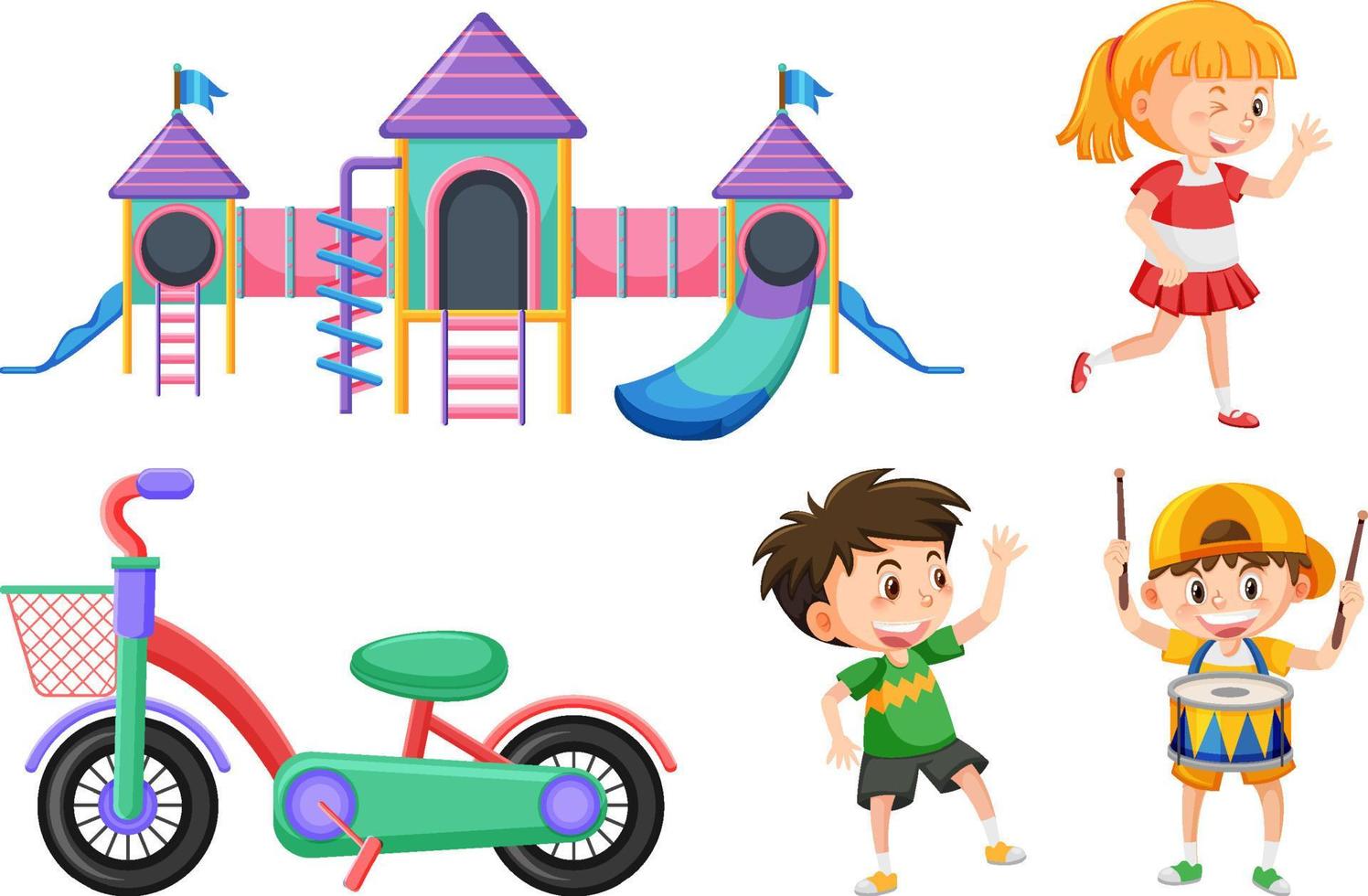 Set of children doing different activities vector