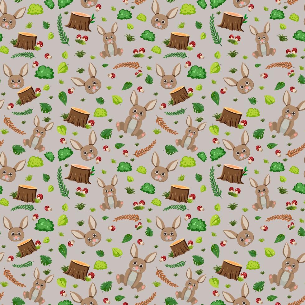 Cute rabbit seamless pattern vector