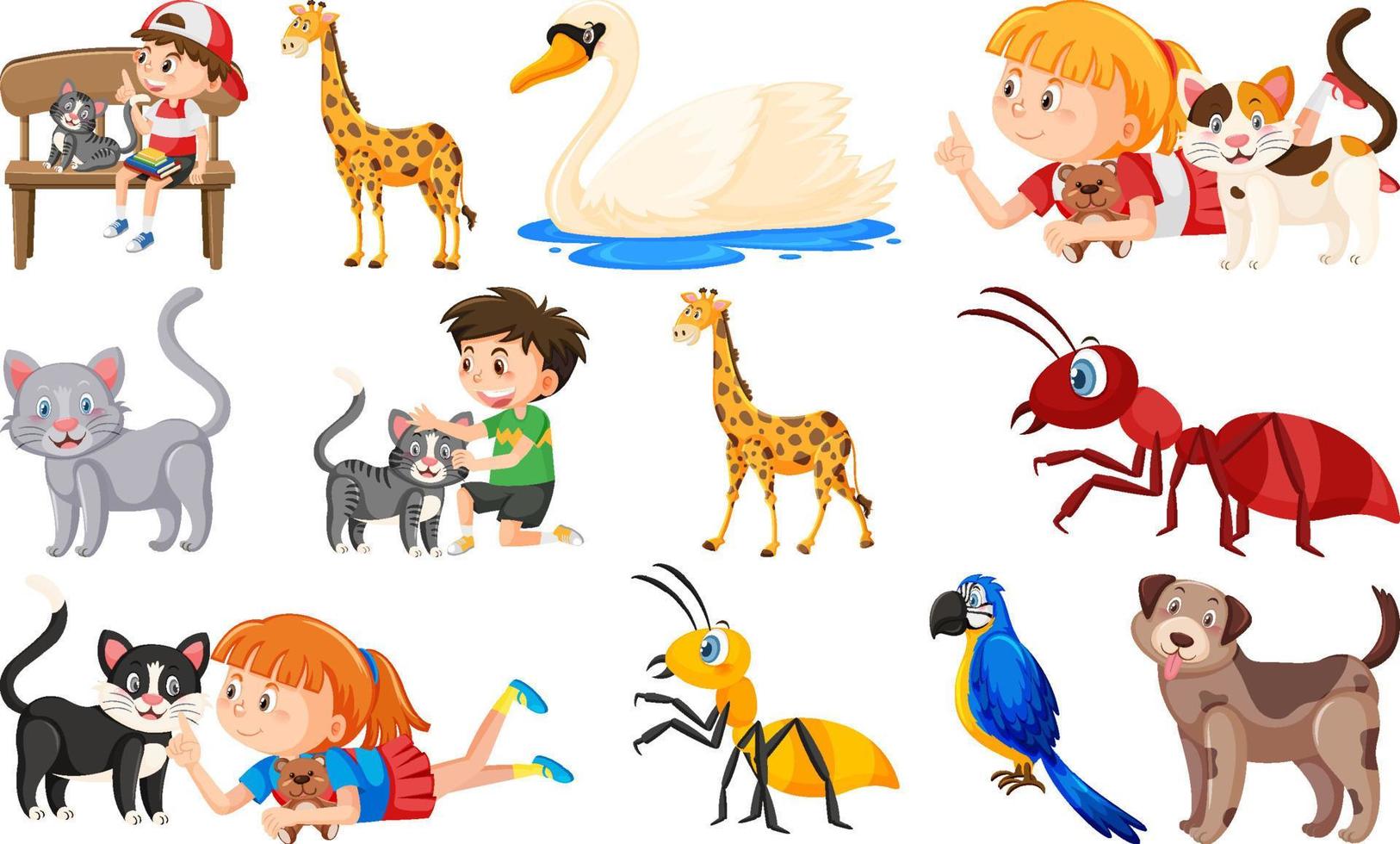 Set of various wild animals in cartoon style vector