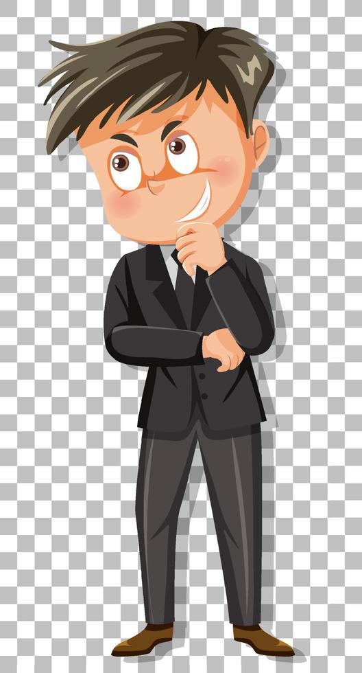 A crafty young man cartoon character on grid background vector